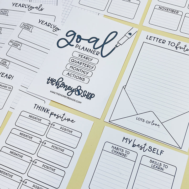 Printable B6 Goal Planner | Digital Download | Yearly, Monthly, + Quarterly