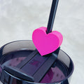 Hot Pink Heart Straw Buddy | 3D Printed Straw Topper