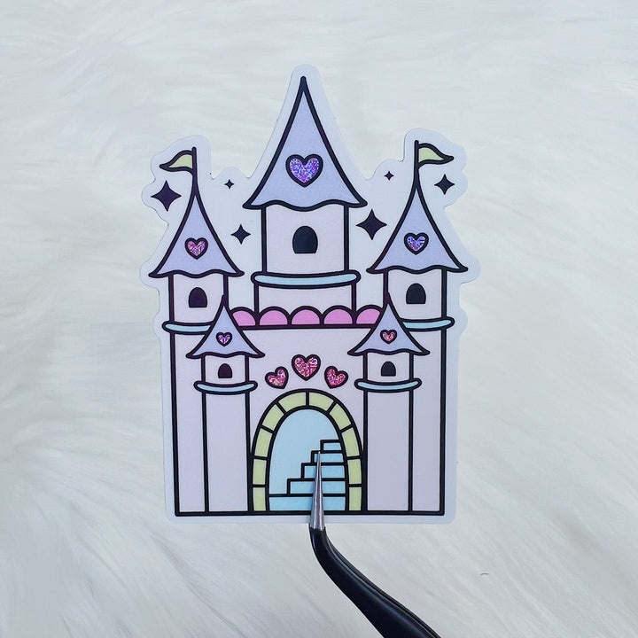 Castle Vinyl Sticker Die Cut | Glitter Holographic Foiled