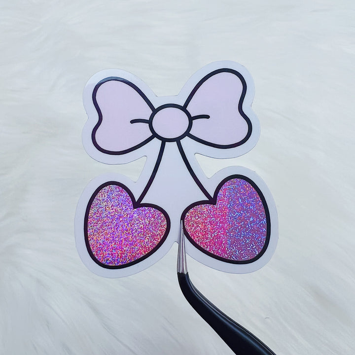 Cherry Bows Vinyl Sticker Die Cut | Glitter Holographic Foiled