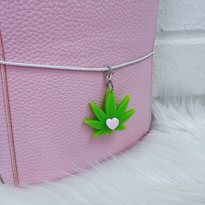 Pot Leaf w/ Heart Acrylic Charm