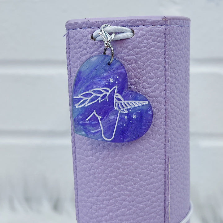 Majestic Unicorn Purple Marbled Acrylic Charm