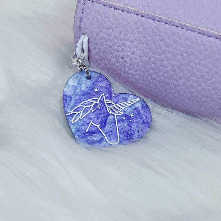 Majestic Unicorn Purple Marbled Acrylic Charm