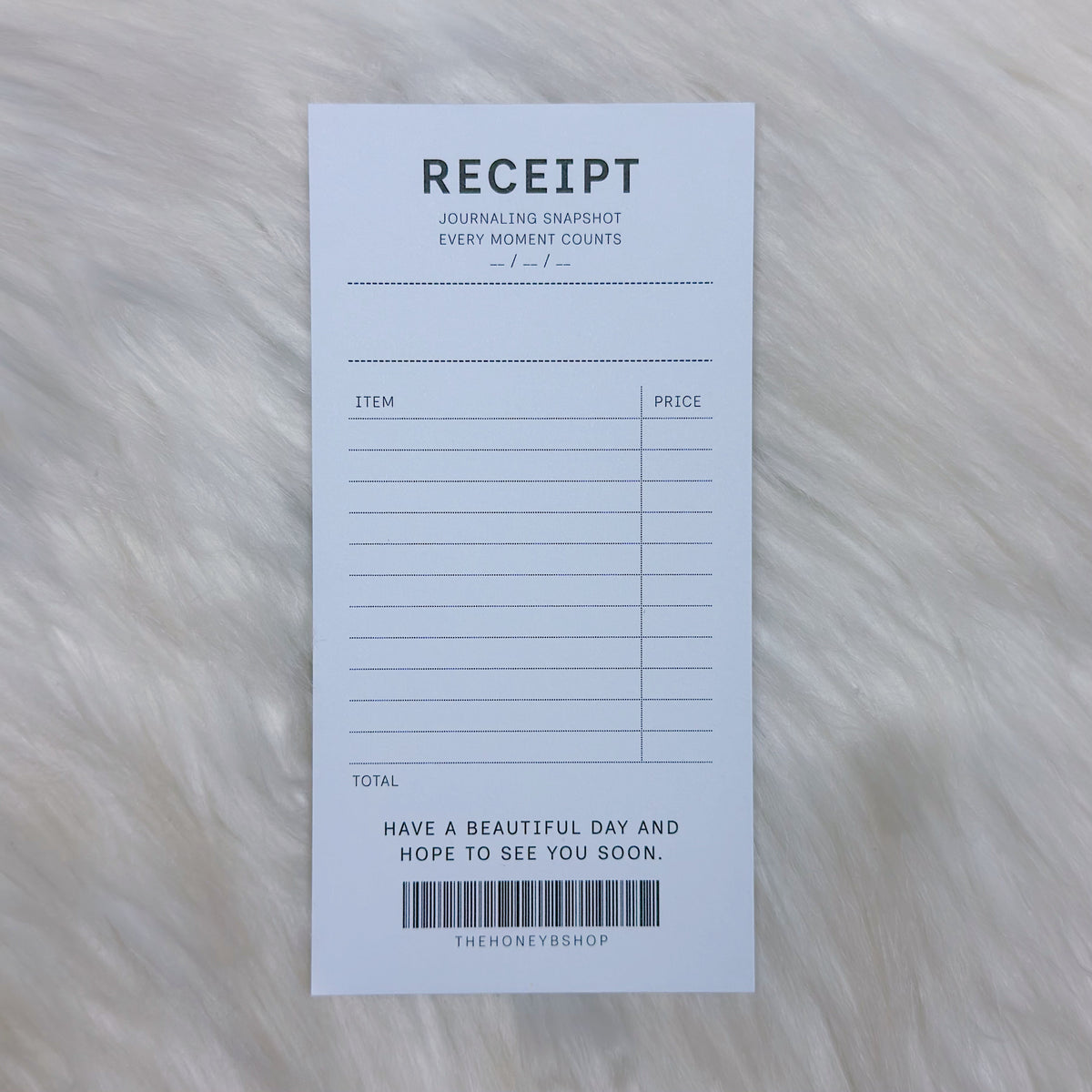 Receipt template on a textured surface