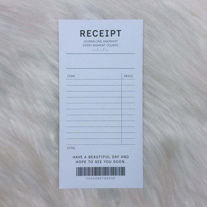 Receipt template on a textured surface