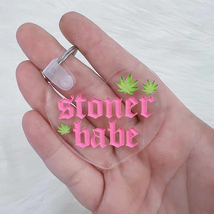 Stoner Babe Heart Acrylic Keychain