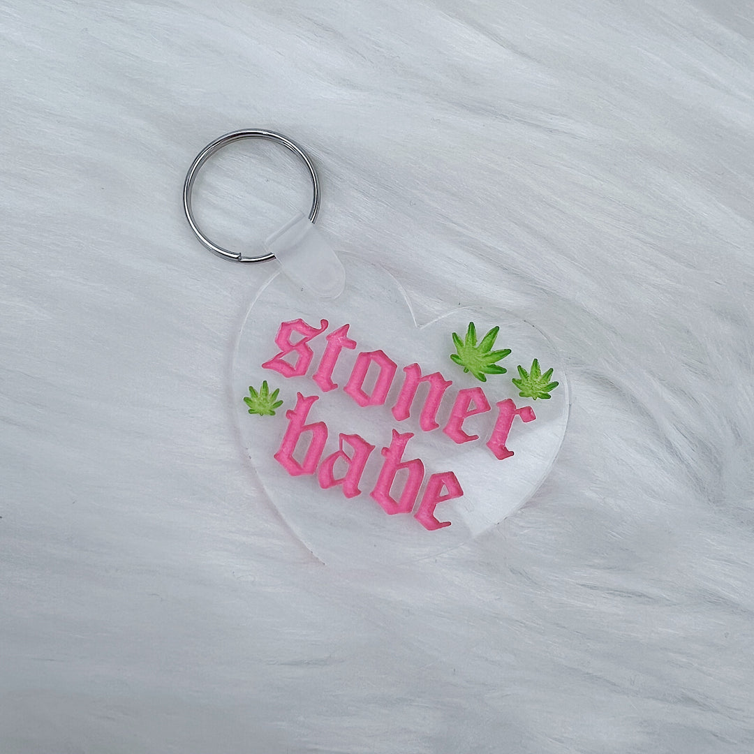 Stoner Babe Heart Acrylic Keychain