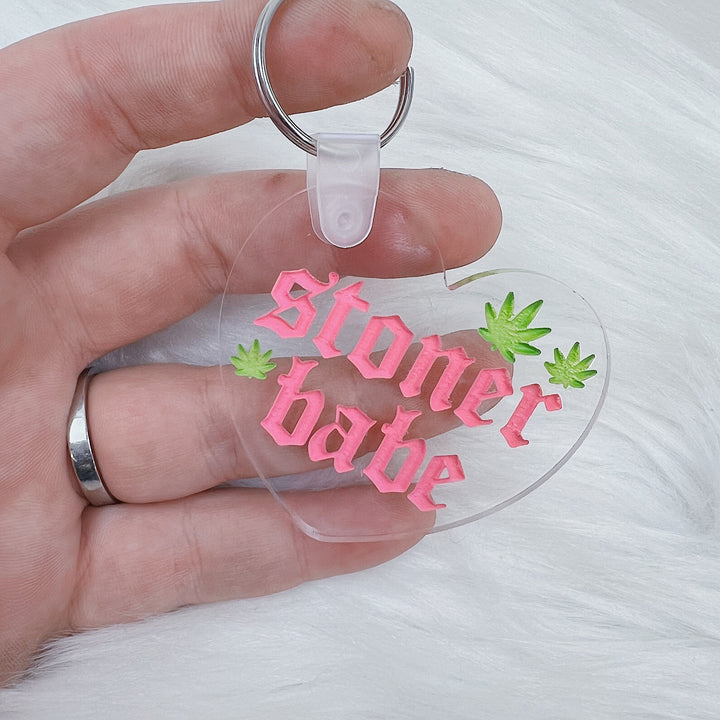 Stoner Babe Heart Acrylic Keychain