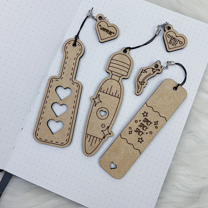 Smutty Wooden Bookmarks | Choose Your Design + Charm