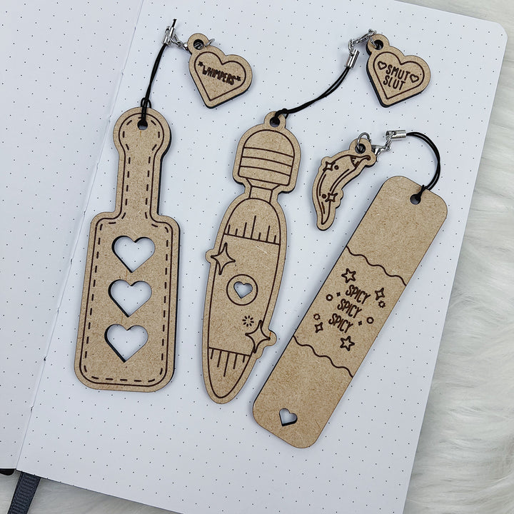 Smutty Wooden Bookmarks | Choose Your Design + Charm