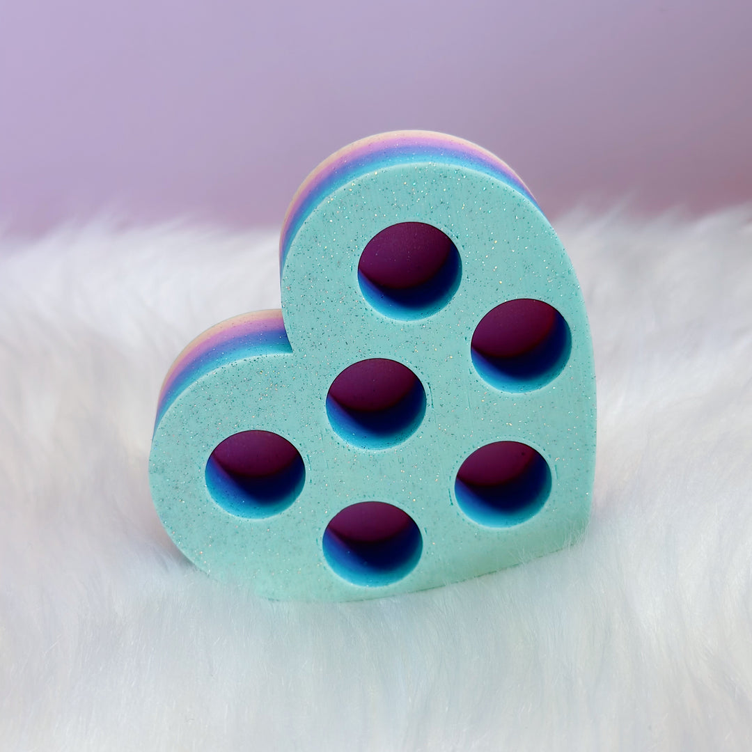 (LIMITED EDITION!) Heart Shaped Ink Sample Vial Holder | Fountain Pen Ink Sample Organizer &amp; Display | Rainbow Iridescent Variant