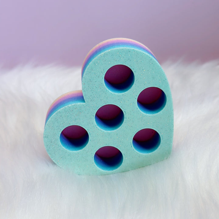 (LIMITED EDITION!) Heart Shaped Ink Sample Vial Holder | Fountain Pen Ink Sample Organizer &amp; Display | Rainbow Iridescent Variant