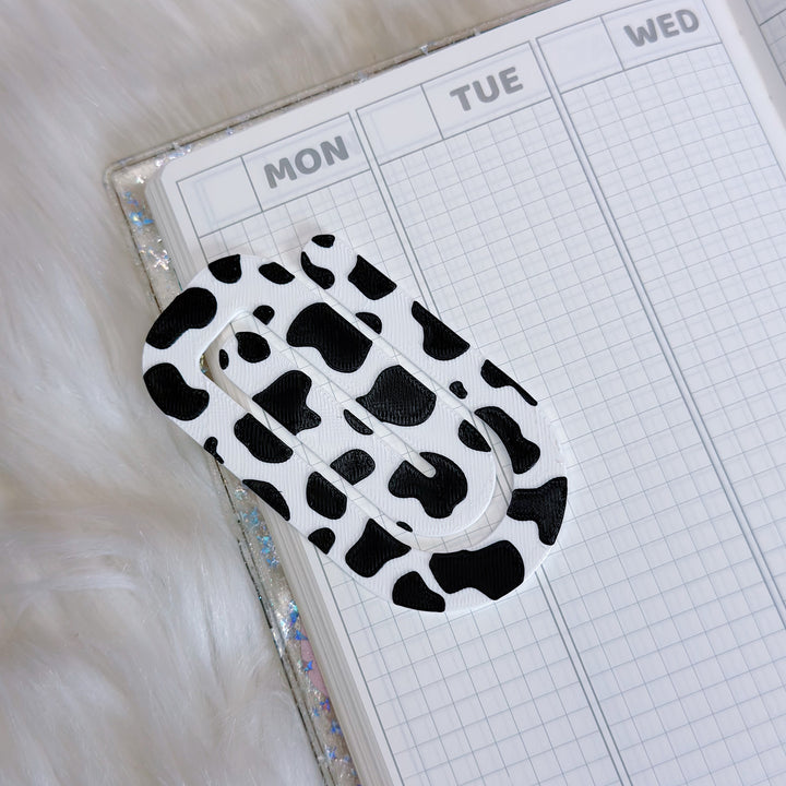 Cow Print Large Flat Paper Clip Bookmark | 3D Printed Planner Bookmark Clip
