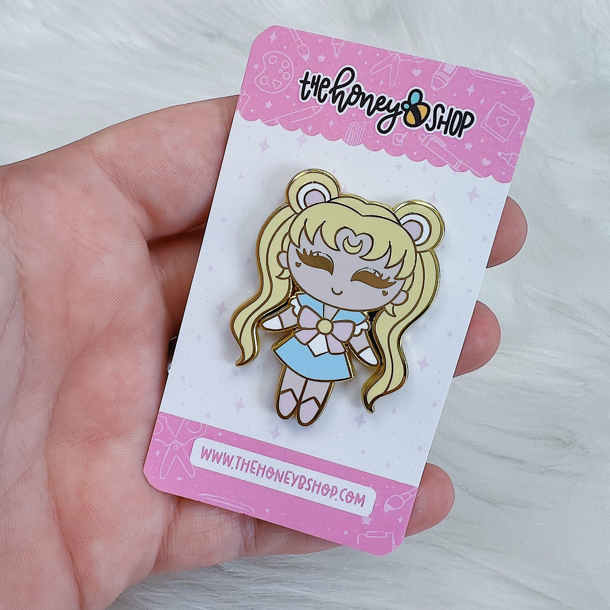 Chibi Moon Enamel Pin | Gold Plated