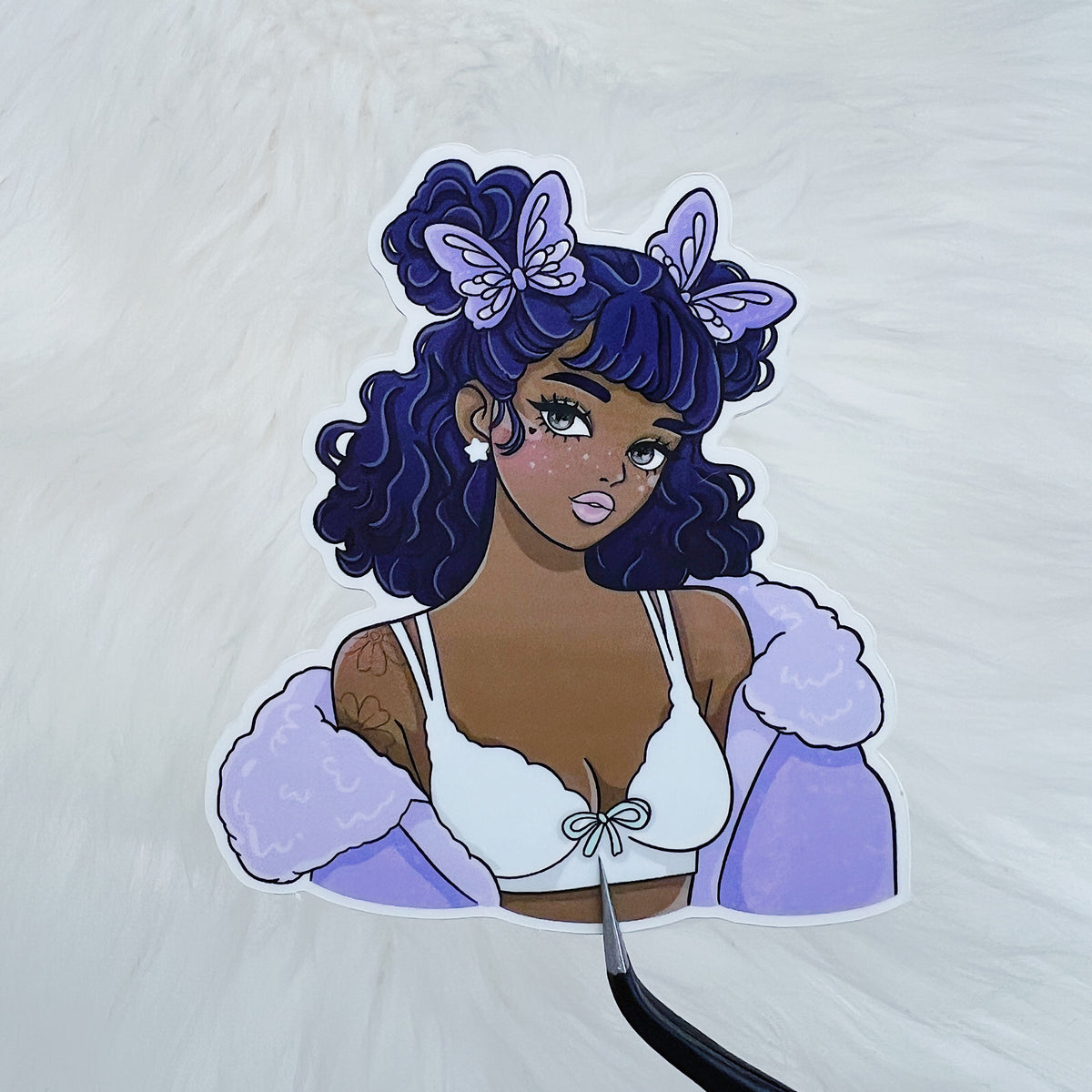Girly Butterfly Babe Vinyl Sticker Die Cut | Choose Your Skin Tone!