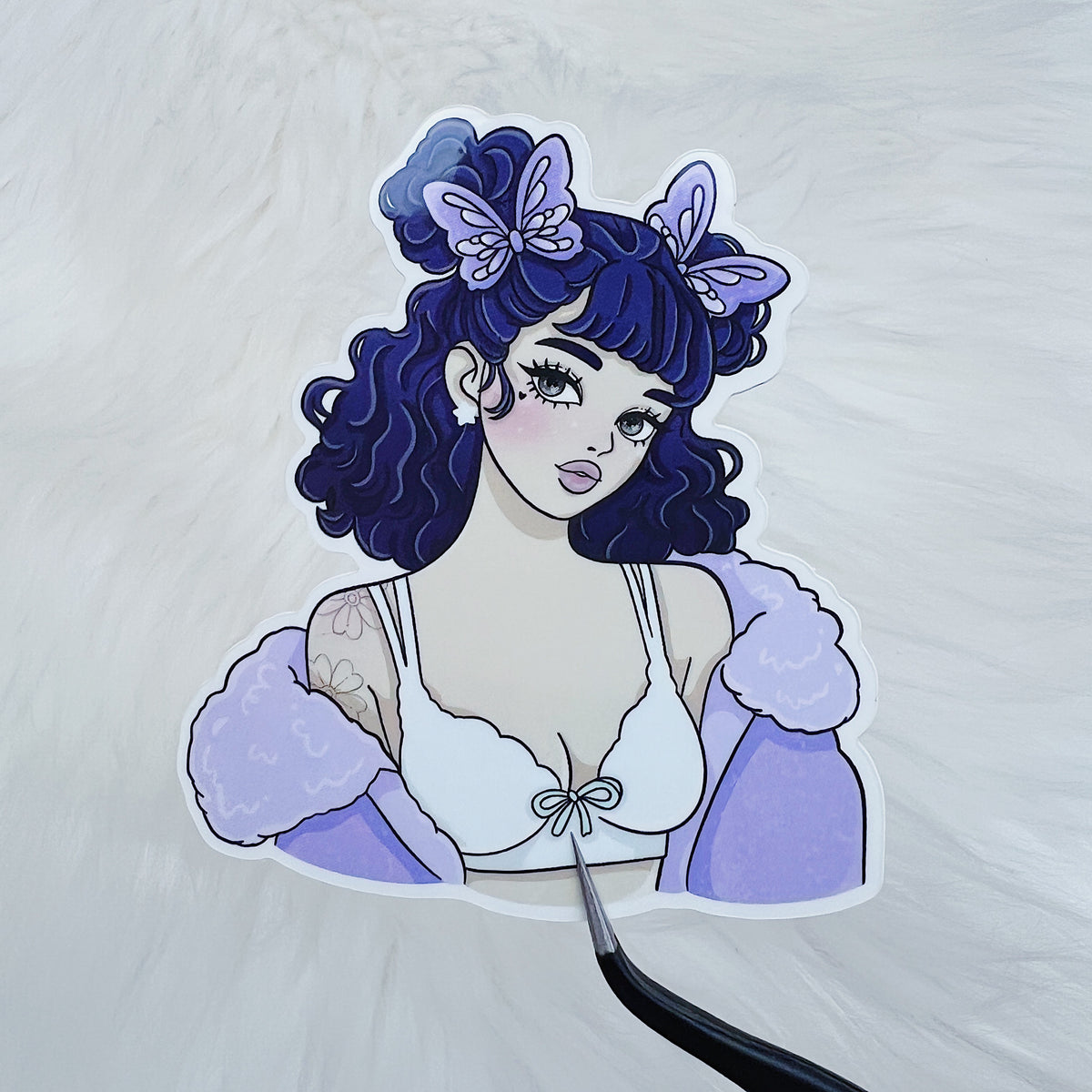 Girly Butterfly Babe Vinyl Sticker Die Cut | Choose Your Skin Tone!