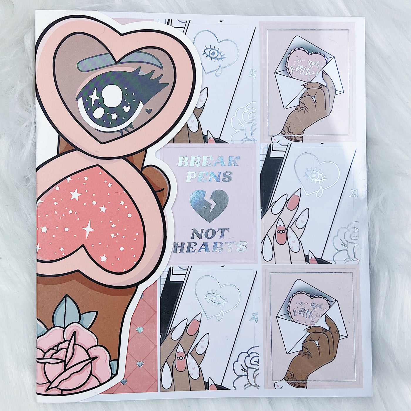 Just Peachy Sticker Book | Matte Sticker Paper | 10 Pages | Holographic Foiled