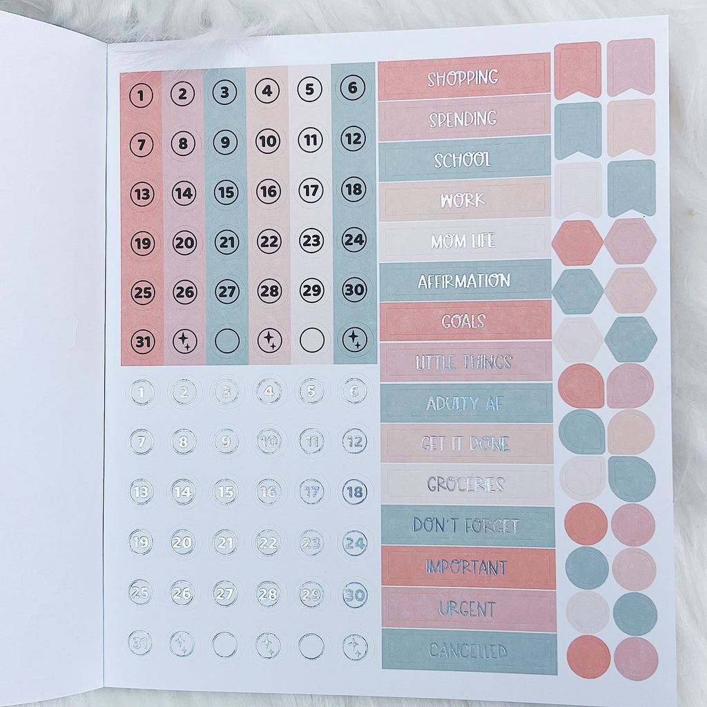 Libro de pegatinas Just Peachy | Papel adhesivo mate | 10 páginas | Holográfico frustrado