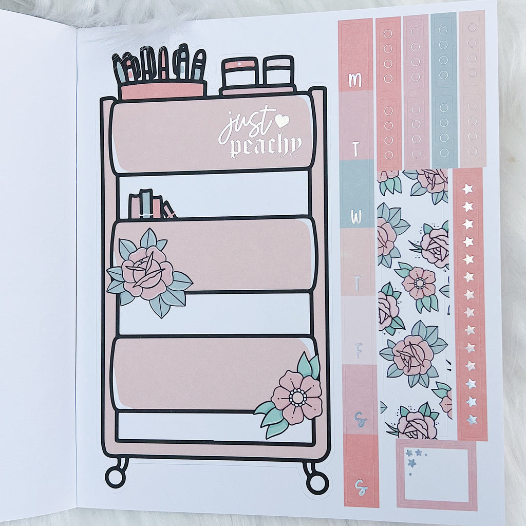 Libro de pegatinas Just Peachy | Papel adhesivo mate | 10 páginas | Holográfico frustrado