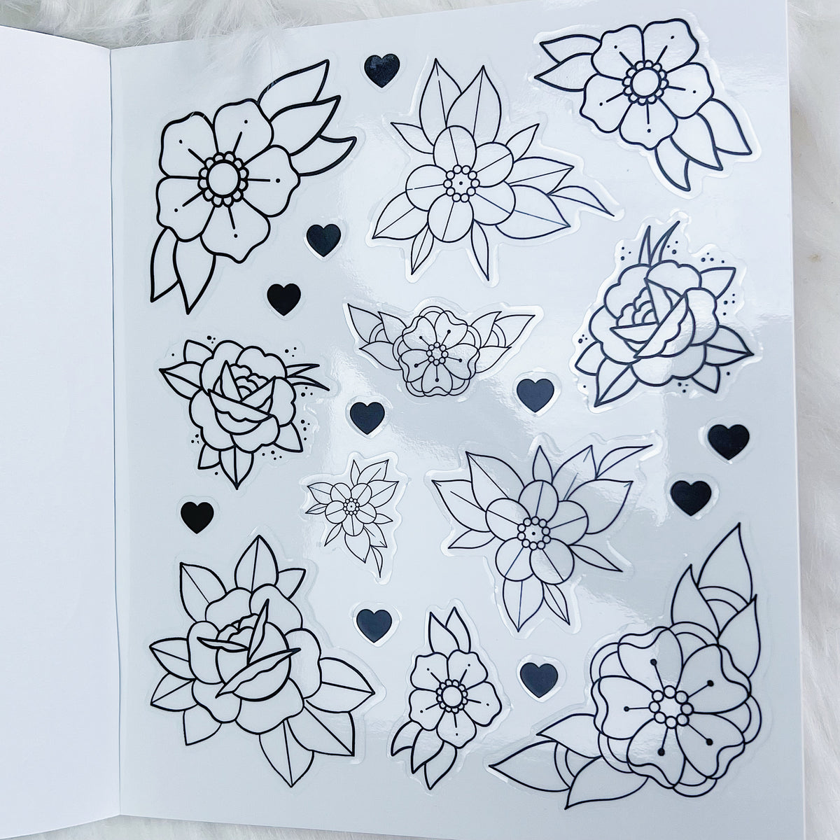 Libro de pegatinas Just Peachy | Papel adhesivo mate | 10 páginas | Holográfico frustrado