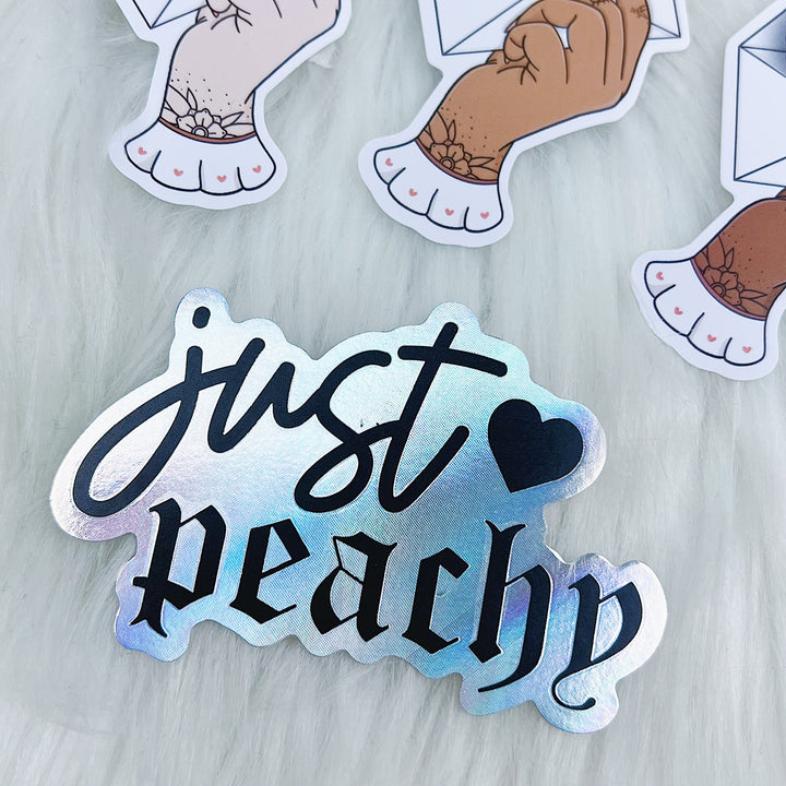 Just Peachy Sticker Vinyl Die Cut Pack | Holographic Foiled | ALL Skin Tones Included!