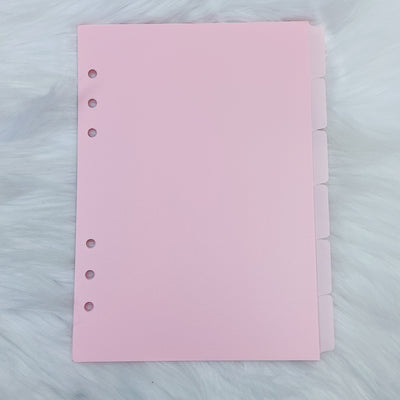 A5 Plastic Binder 6 Tabs Divider Inserts | Choose your Color! | Planner and Sticker Storage