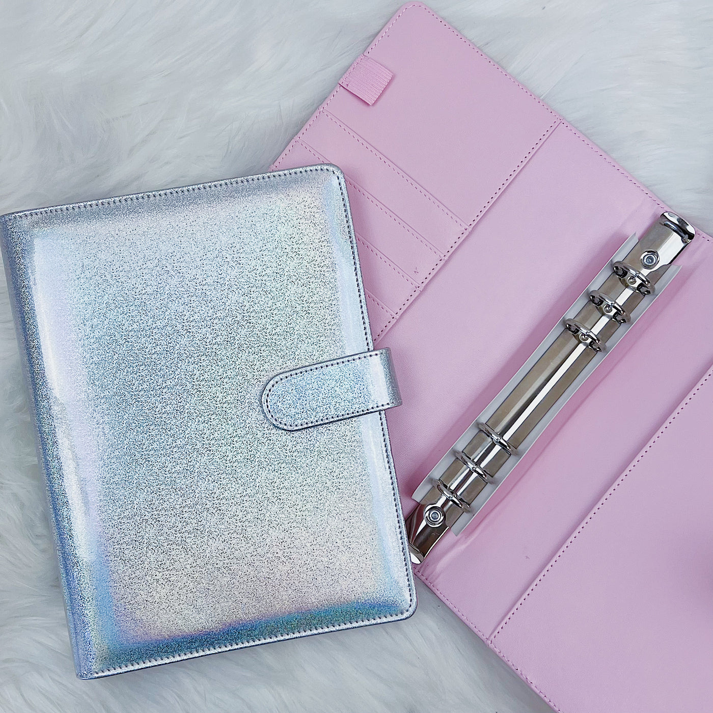 A5 Shiny Holographic Glitter Planner Binder | Choose your Color! | Planner and Sticker Storage
