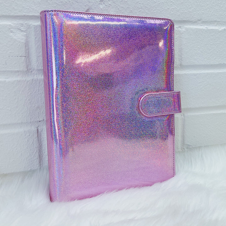 A5 Shiny Holographic Glitter Planner Binder | Choose your Color! | Planner and Sticker Storage