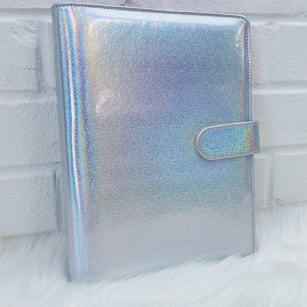 A5 Shiny Holographic Glitter Planner Binder | Choose your Color! | Planner and Sticker Storage