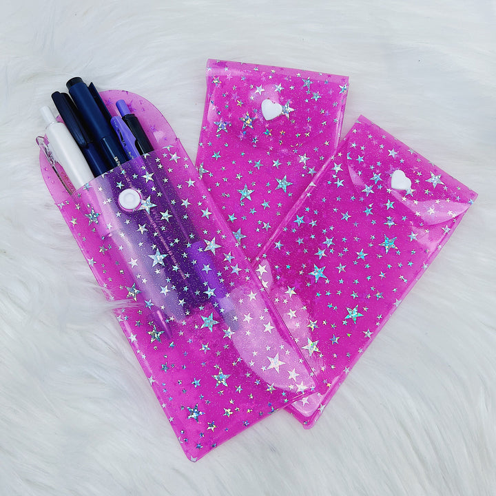 Hot Pink Star Jelly Pen Sleeve