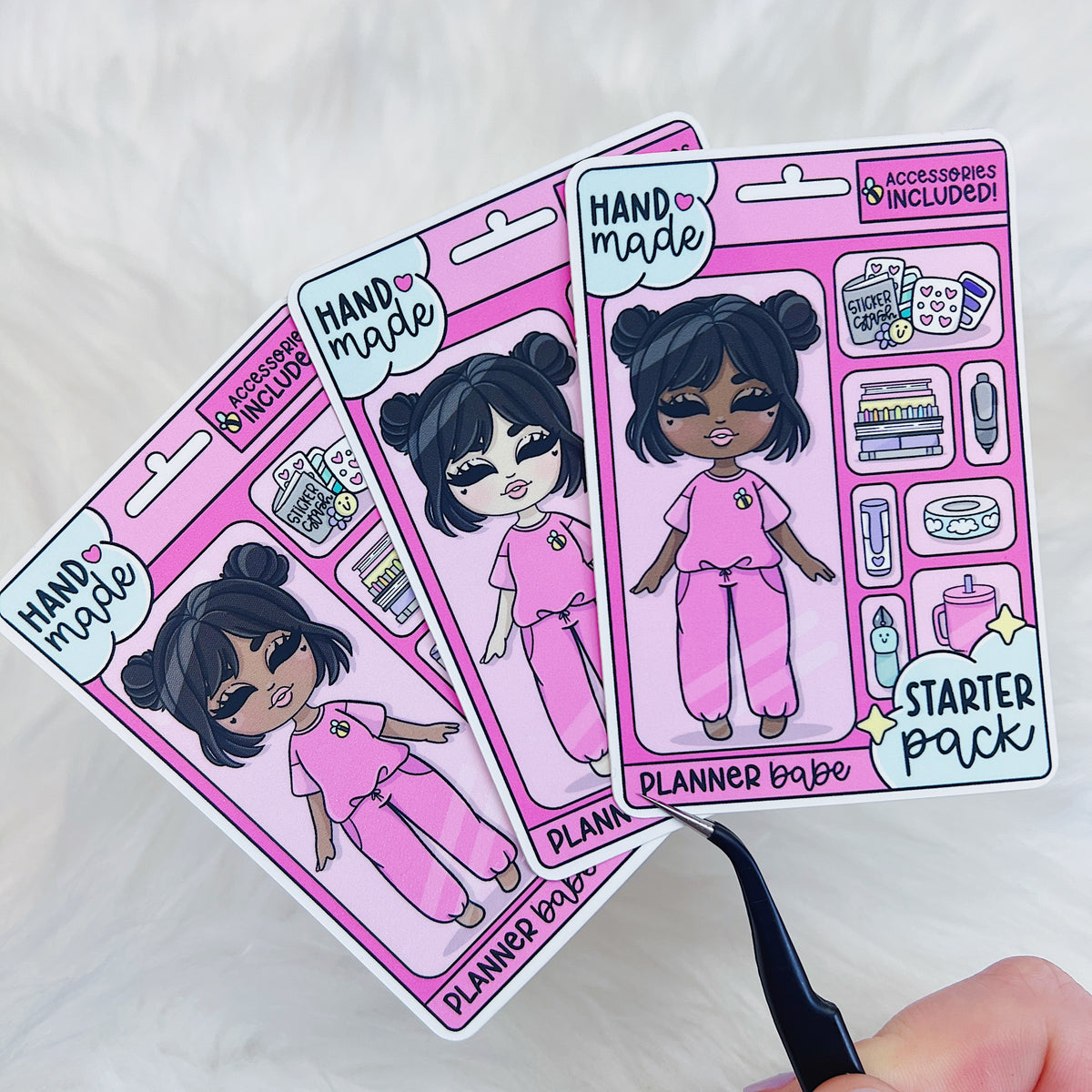 Planner Babe Starter Pack Doll Vinyl Sticker Die Cut | Choose Your Skin Tone!