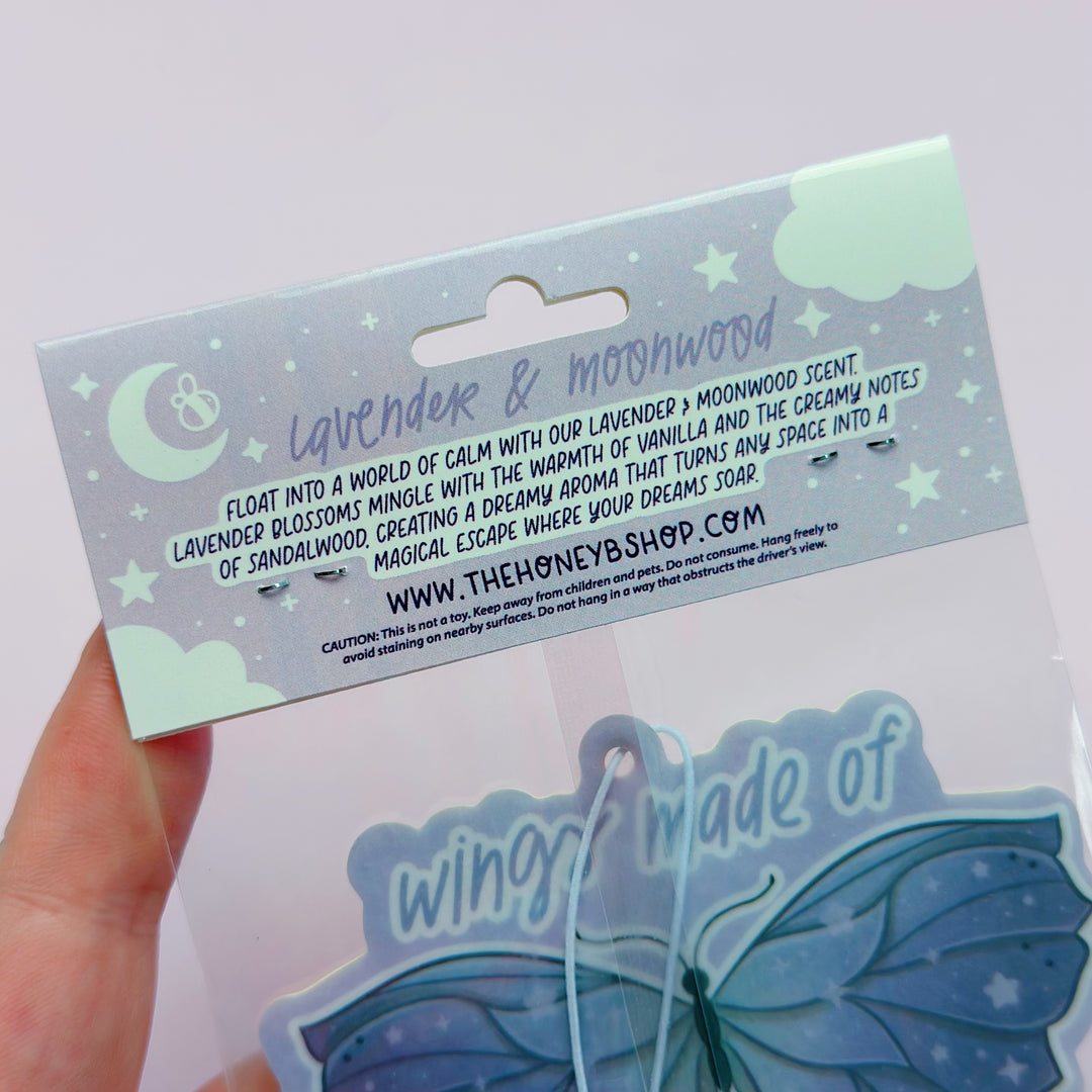 Wings Made of Quiet Dreams Lavender &amp; Moonwood Air Freshener | Cute Car &amp; Space Scented Air Freshener