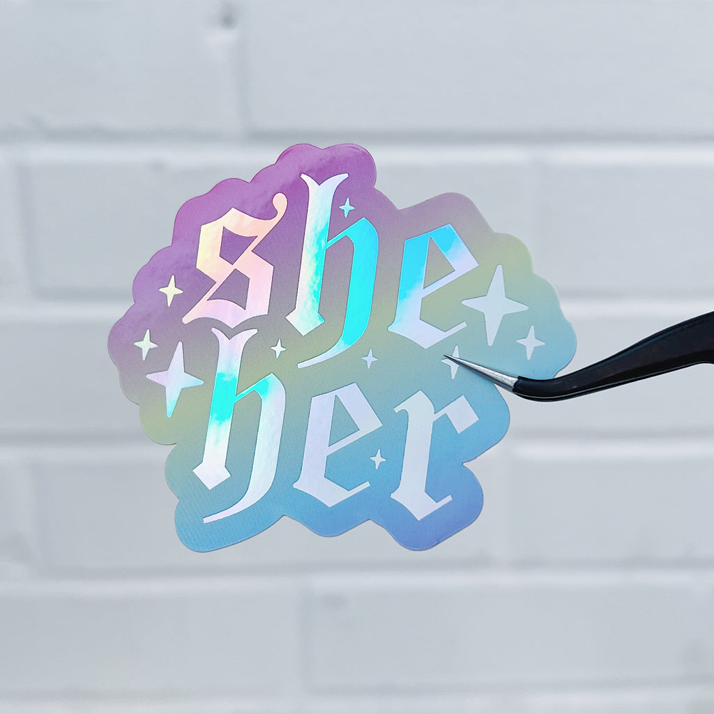 Pronoun Vinyl Sticker Die Cut | Holographic Foiled | Choose Your Pronoun!