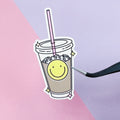 Smiley Iced Coffee Vinyl Sticker Die Cut