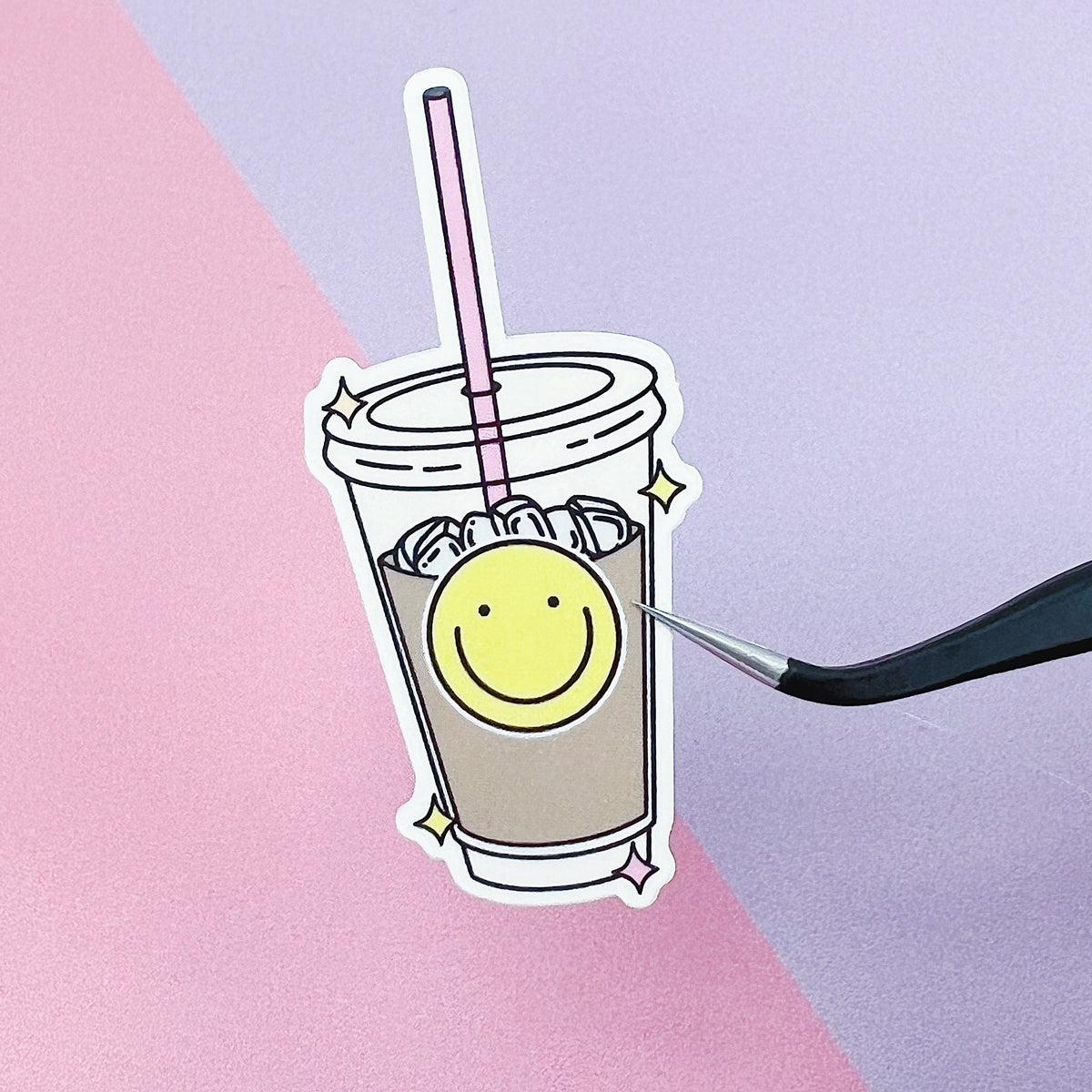 Smiley Iced Coffee Vinyl Sticker Die Cut