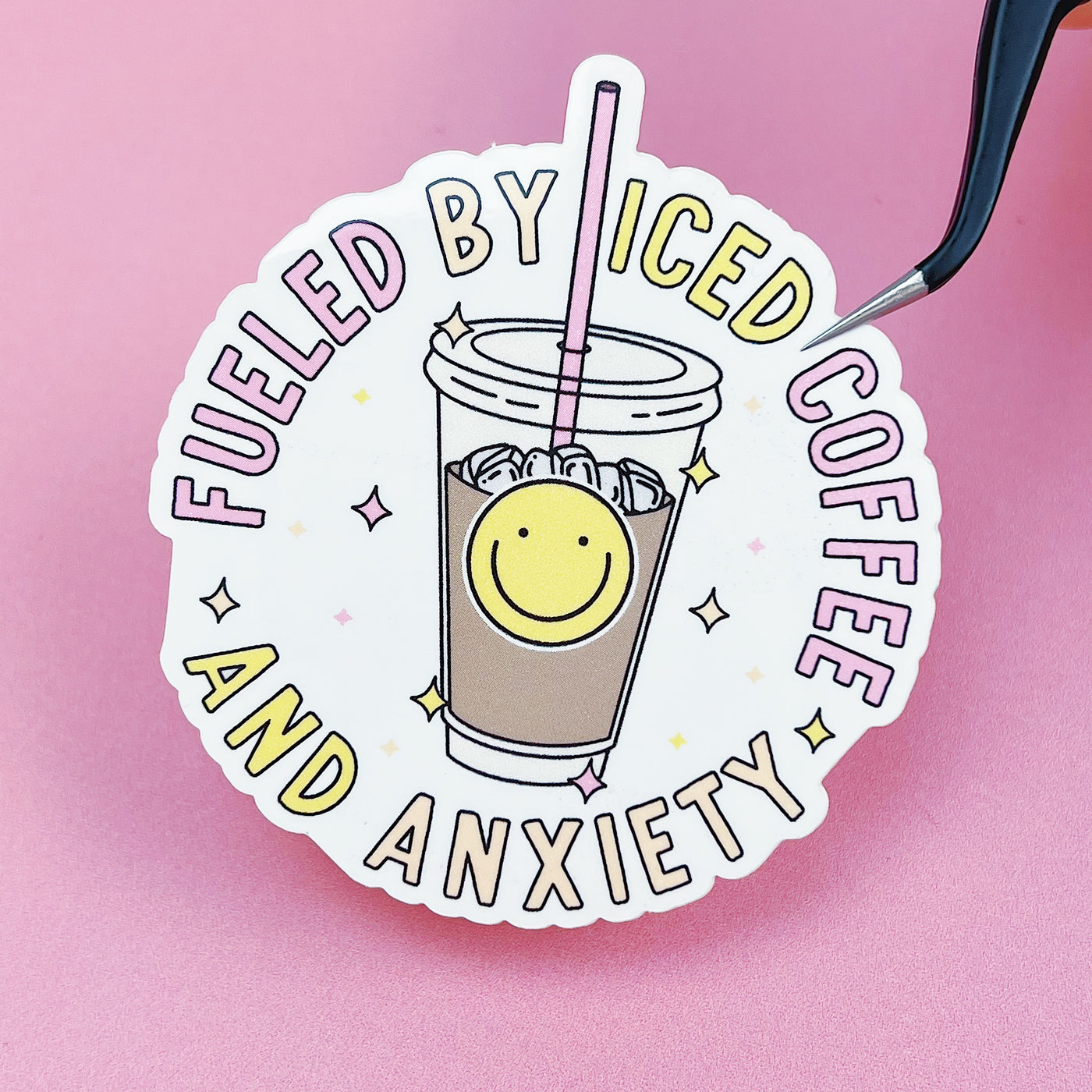 Fueled By Coffee & Anxiety Vinyl Sticker Die Cut