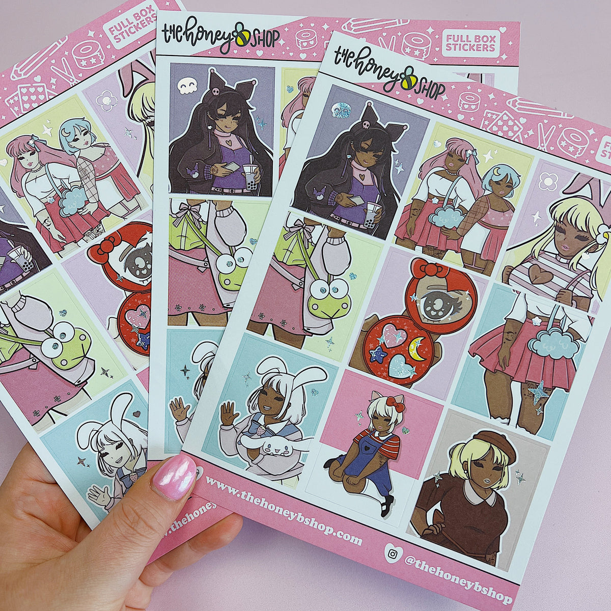 Hello Honey Babe Full Boxes Doodle Sticker | Holographic Foil | Choose your Skin Tone!