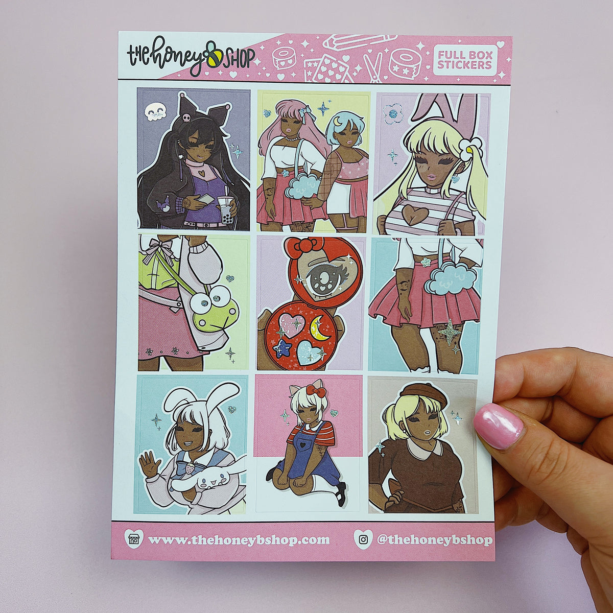 Hello Honey Babe Full Boxes Doodle Sticker | Holographic Foil | Choose your Skin Tone!