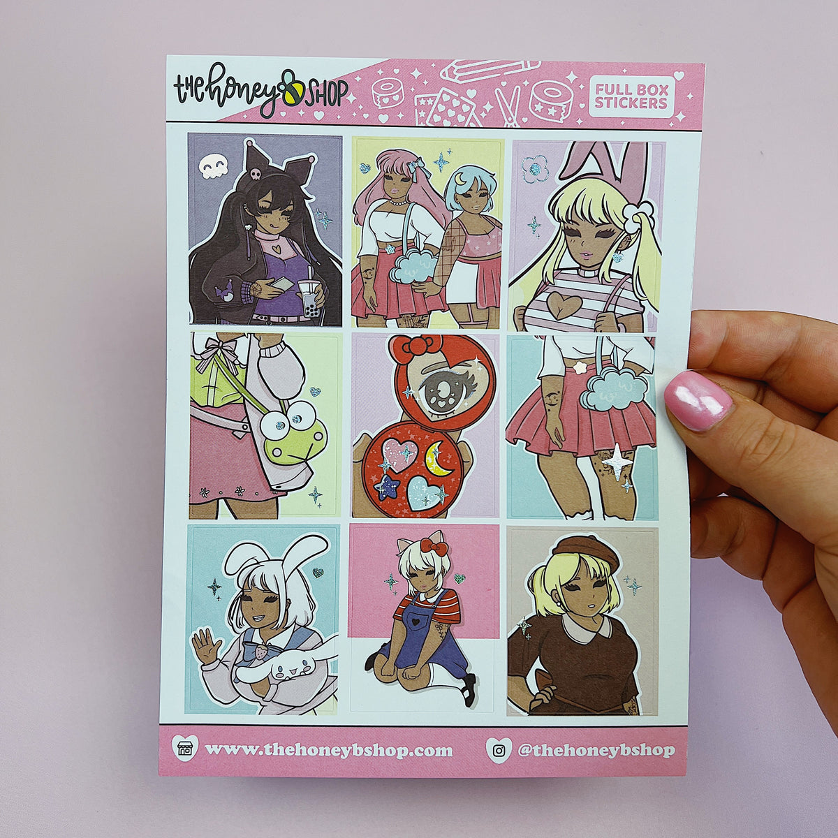 Hello Honey Babe Full Boxes Doodle Sticker | Holographic Foil | Choose your Skin Tone!
