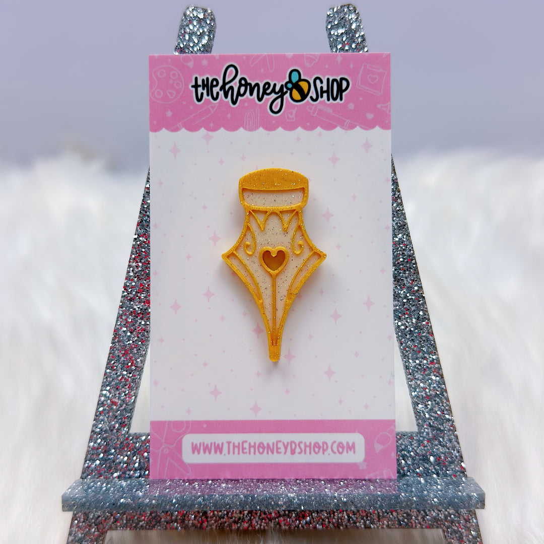 Golden Fountain Pen Nib Flair Pin Accessory