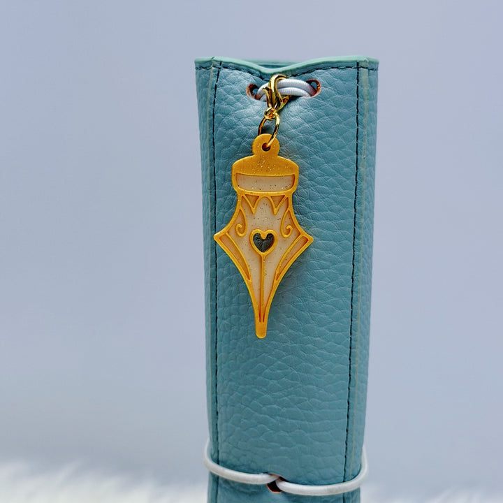 Golden Fountain Pen Nib Journal &amp; Planner Charm Accessory | Stationery Gift for Pen Lovers