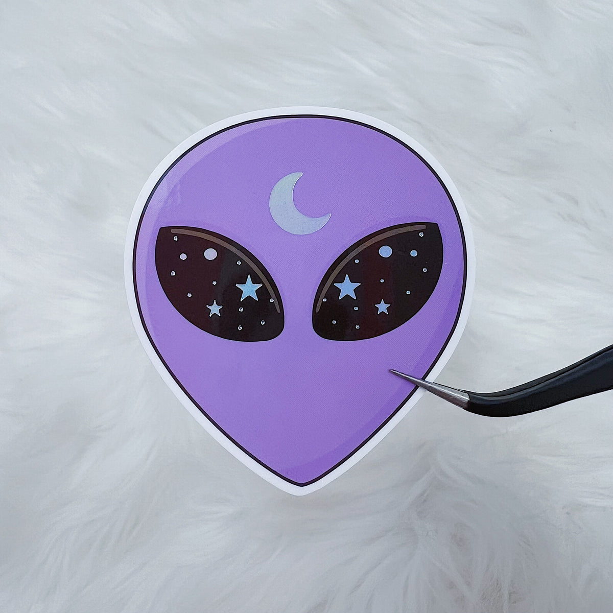 Purple Alien Vinyl Sticker Die Cut | Holographic Foiled