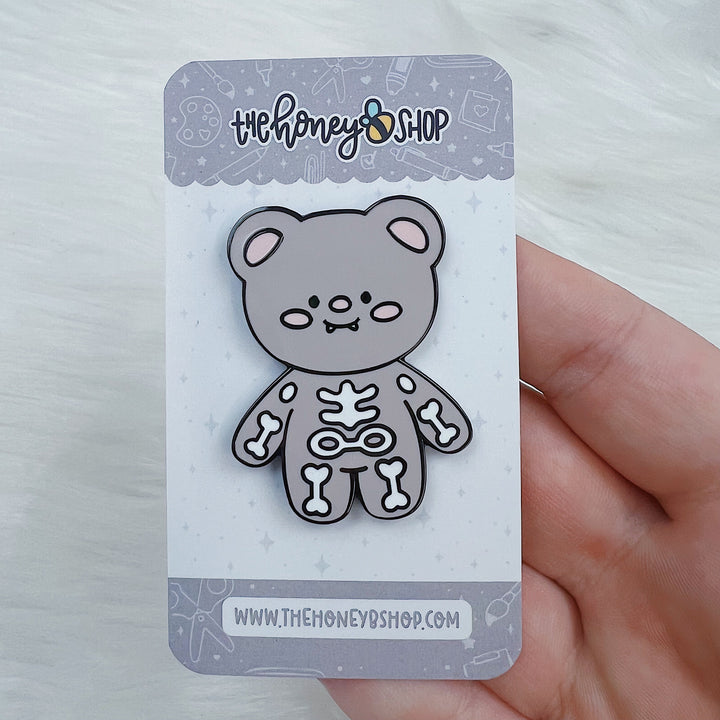 Creepy Cuties Skele Bear Enamel Pin | Black Plated