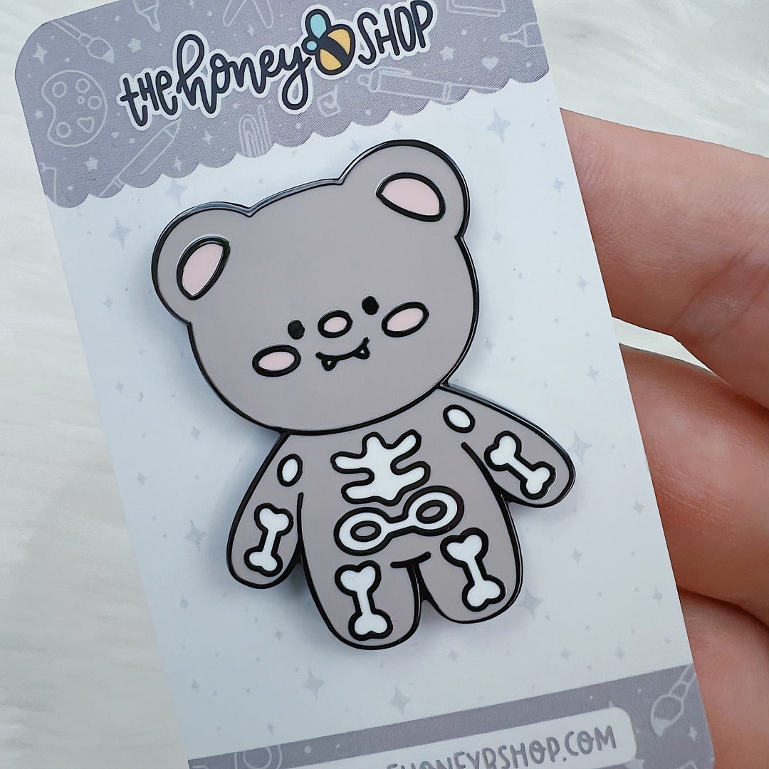 Creepy Cuties Skele Bear Enamel Pin | Black Plated