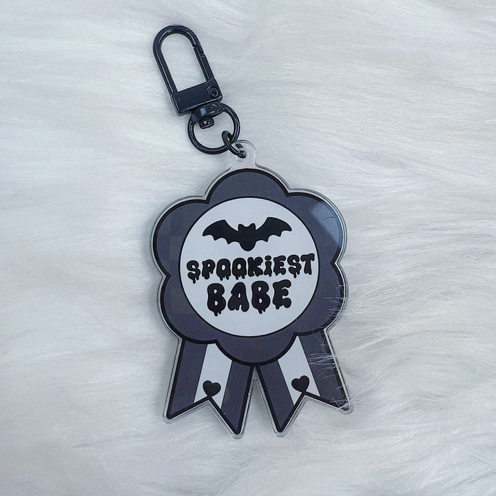 Spookiest Babe Ribbon Acrylic Keychain