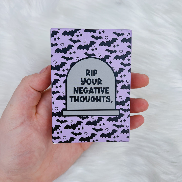 RIP Your Negative Thoughts Affirmation Card Deck | 52 Cards | Holographic Foiled Edges