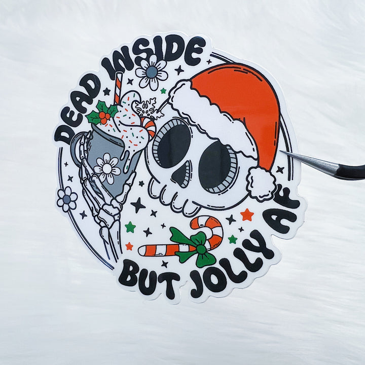 Dead Inside But Jolly AF Vinilo adhesivo navideño troquelado