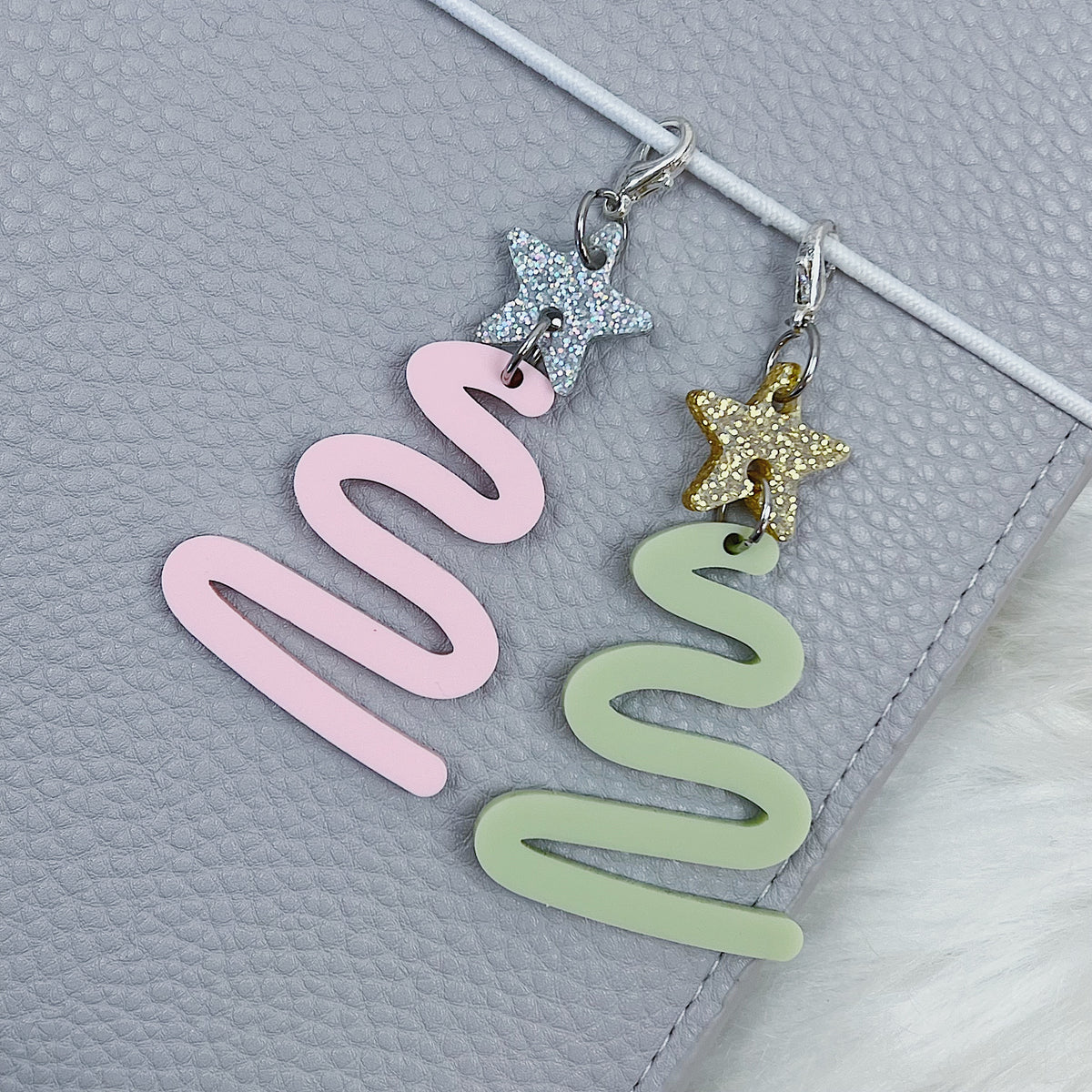 Doodle Christmas Tree + Star Dangle Acrylic Charm | Choose Your Color!
