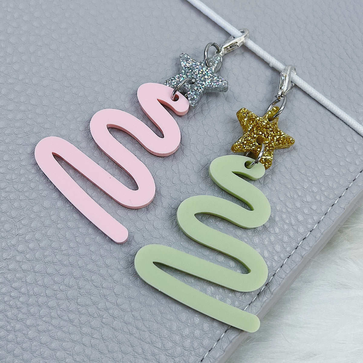 Doodle Christmas Tree + Star Dangle Acrylic Charm | Choose Your Color!