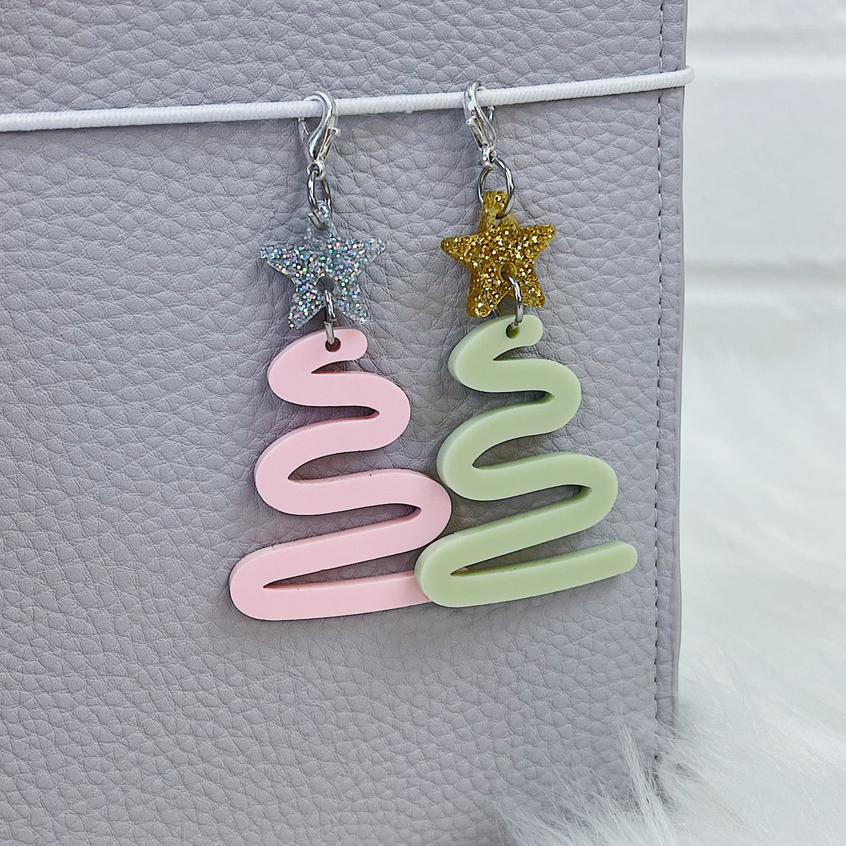 Doodle Christmas Tree + Star Dangle Acrylic Charm | Choose Your Color!
